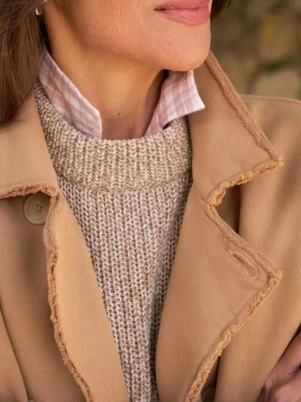 Frank and Eileen Mini Belfast Cropped Sweatshirt Peacoat in Camel Size L - Picture 2 of 12